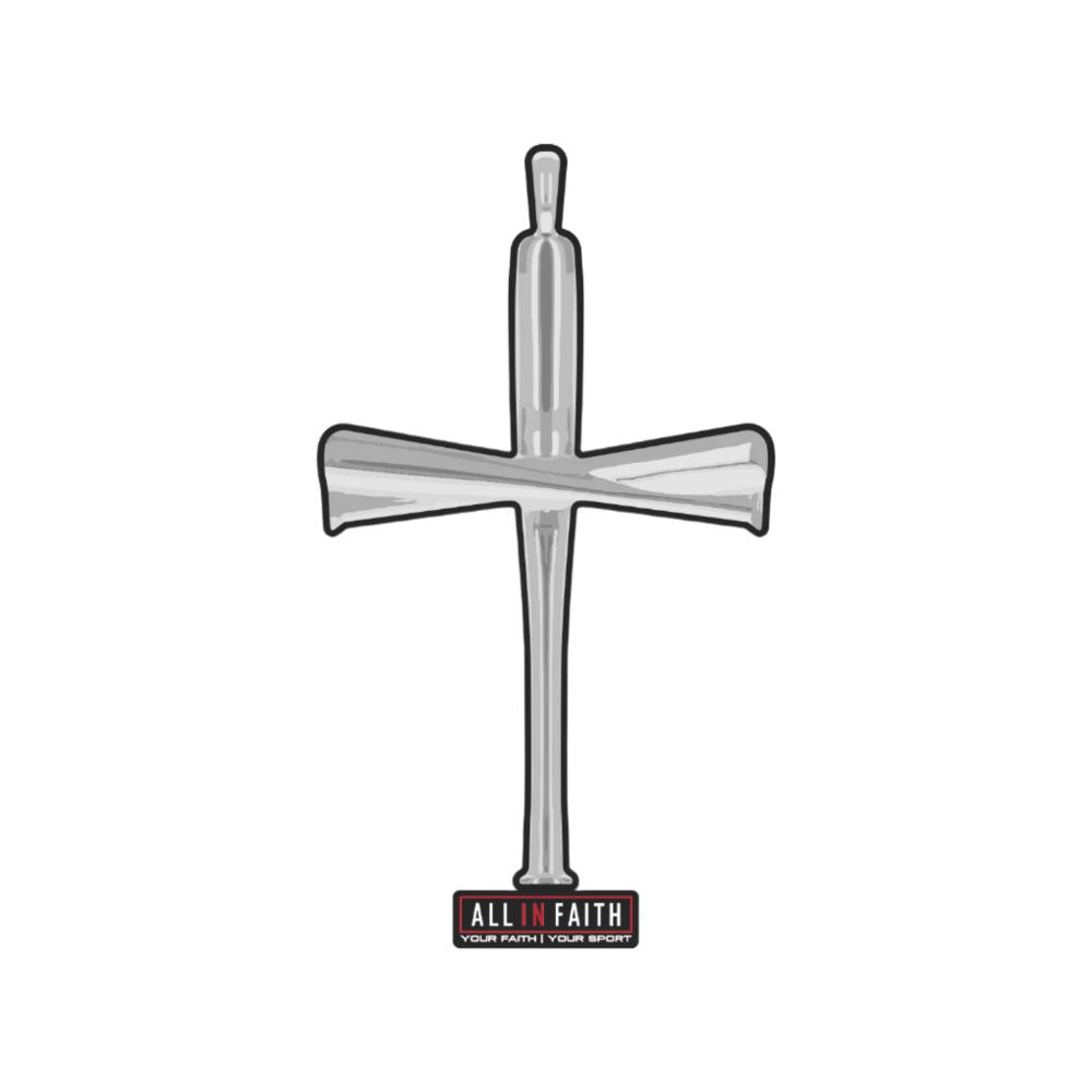 Original Baseball Bat Cross Decal | All In Faith | Baseball Bat Cross Sticker | Vinyl