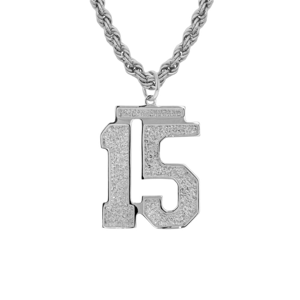 Custom Gold Jersey Number Necklace | 10k & 14k White Gold Number Pendant