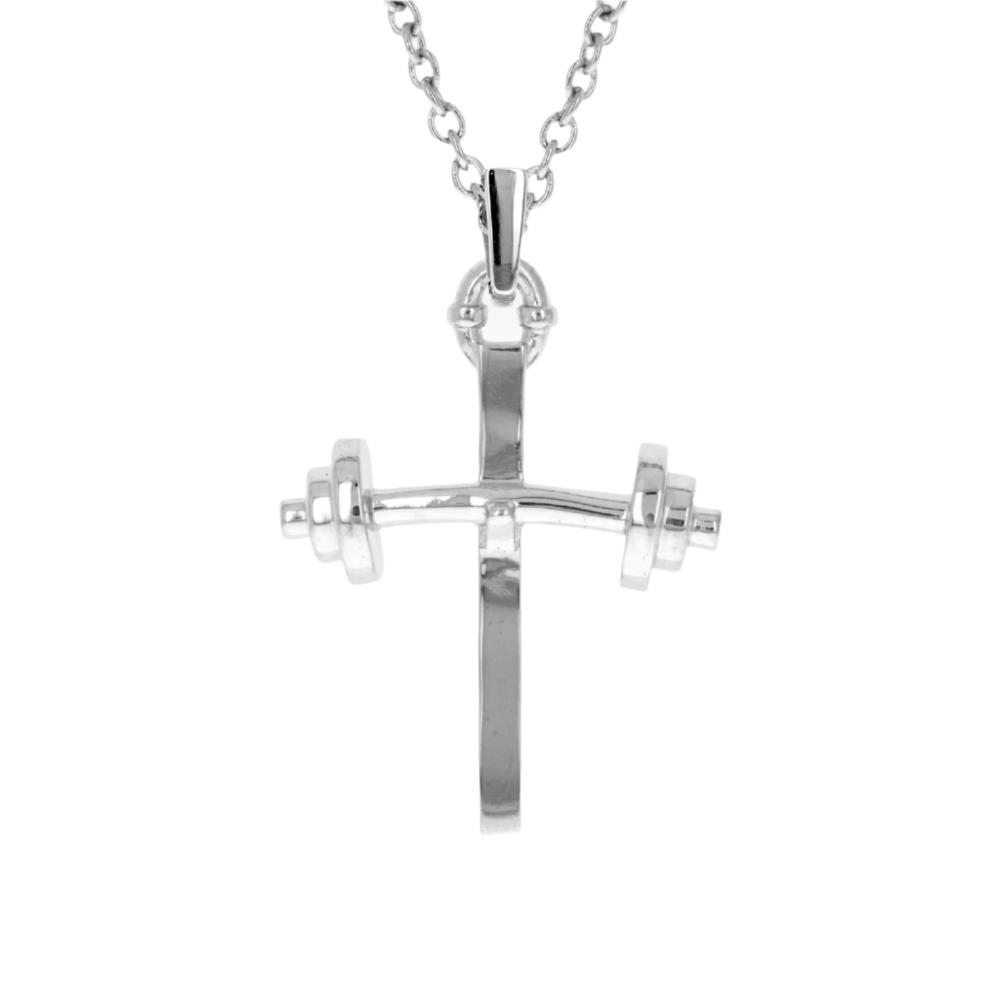 Youth Barbell Cross Necklace AIF