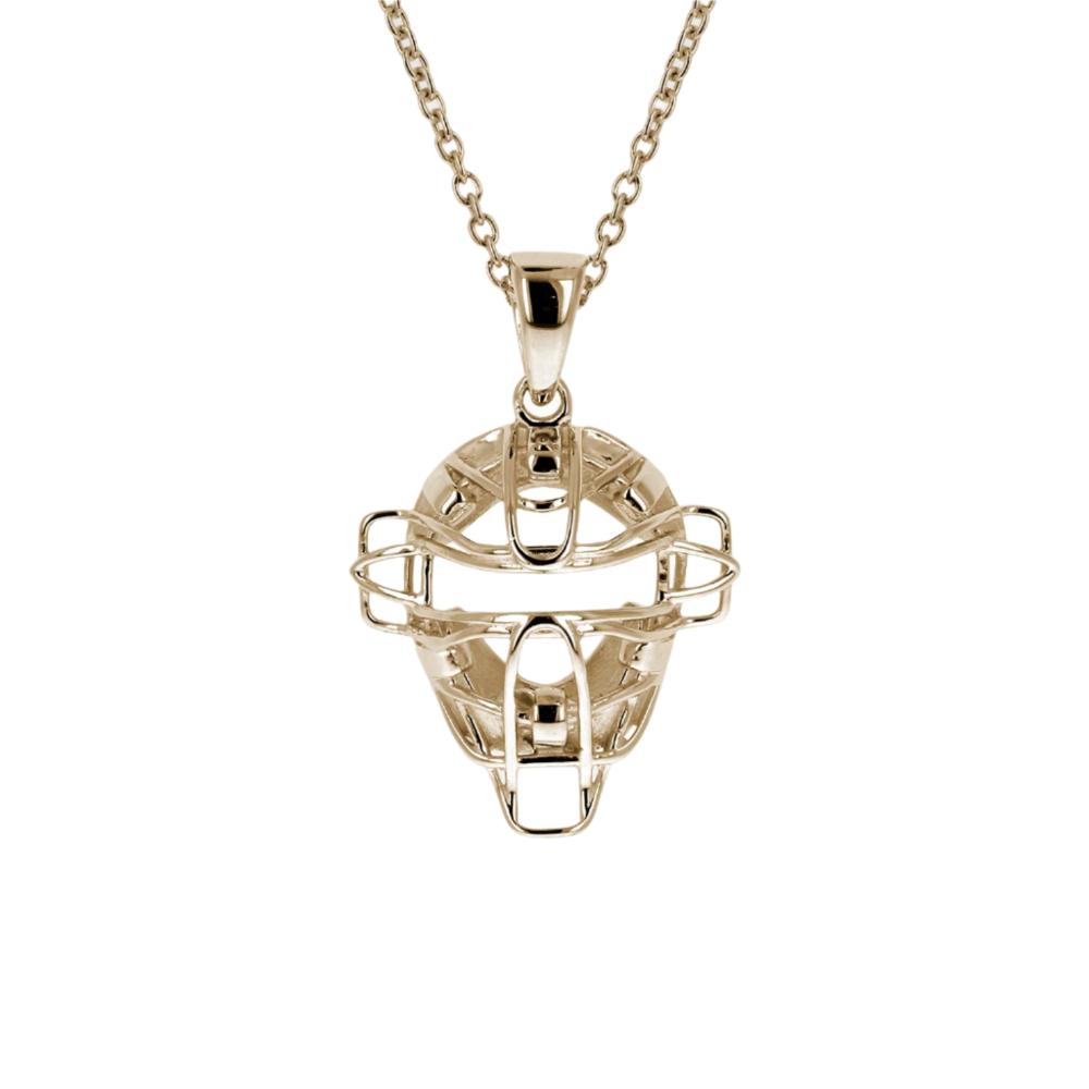 Mini Baseball Catchers Mask Necklace | Gold