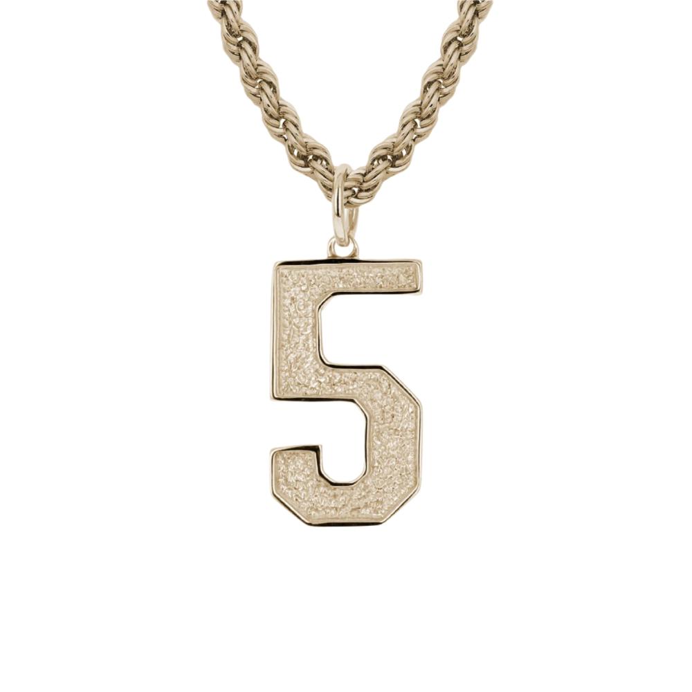 Custom Gold Jersey Number Necklace | 10k & 14k Yellow Gold Number Pendant